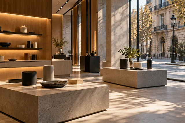 A quiet showroom with products on display