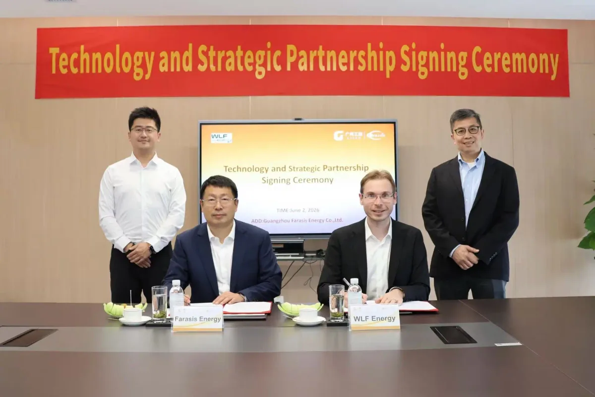 Representatives of Farasis Energy and WLF Energy at the signing ceremony of their technology and strategic partnership